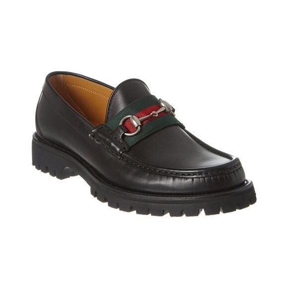 Gucci Web Horsebit Leather Loafer Men's - Picture 1 of 4
